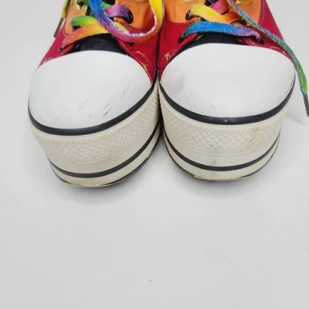 Vintage 90s Rare Rainbow Pride Rave Chunky Lace Up High Top Sneaker